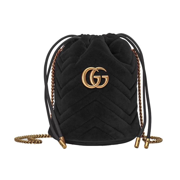 Gucci Handbags - Gucci GG Marmont Matelassé Velvet Mini Bucket Bag